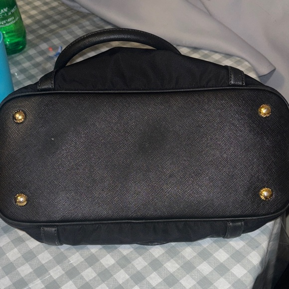 Prada Saffian Black Nylon Satchel with Gold Hardware - Picture 9 of 12